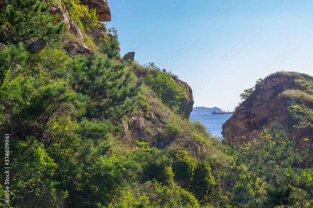 The scenery of Dalian Golden Stone National Geopark and Coastal Road in late Summer