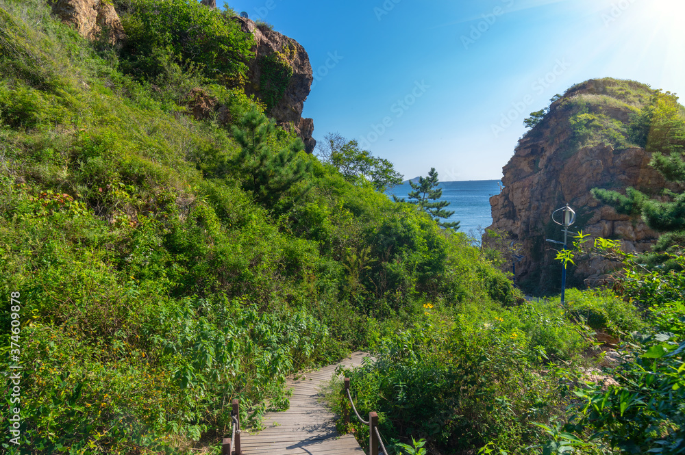 The scenery of Dalian Golden Stone National Geopark and Coastal Road in late Summer The scenery of Dalian Golden Stone National Geopark and Coastal Road in late Summer