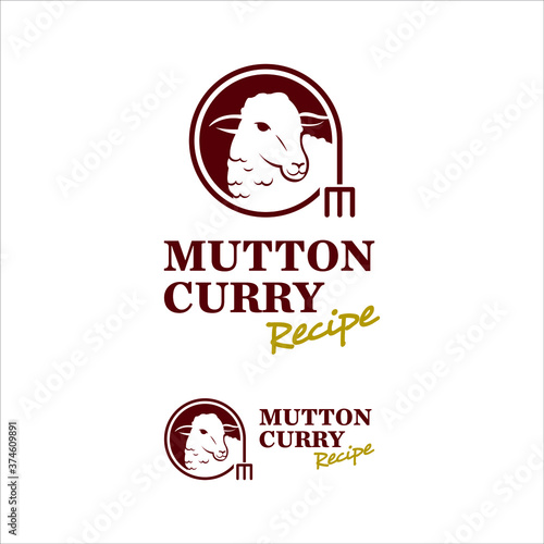 Sheep Logo Mutton Lamb Meat Vector. Grill and Chop Bar Food Design Template Inspiration