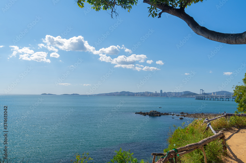 The scenery of Dalian Golden Stone National Geopark and Coastal Road in late Summer