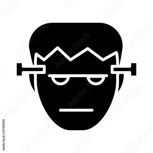 Halloween frankenstein mask silhouette style icon vector design