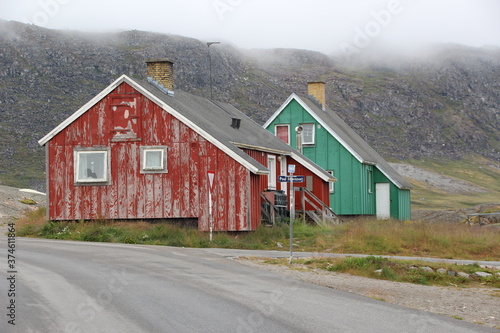 Houses in the small town of Qaqortoq, southern Greenland.