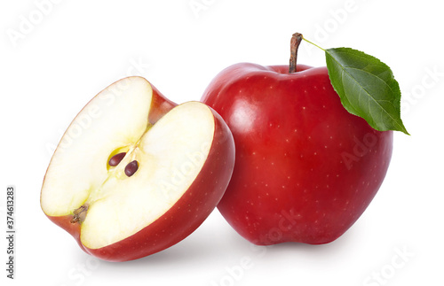 Fresh ripe red apple isolated on white background. Full depth of field.