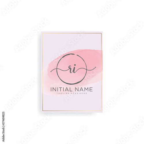 RI Letter Initial with Royal Template.elegant with crown logo vector, Creative Lettering Logo Vector Illustration.