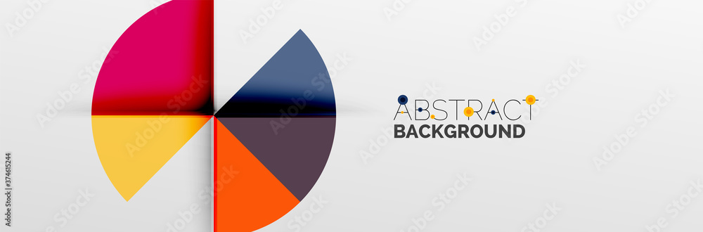 Bright color circles, abstract round shapes and triangles composition with shadow effects. Vector modern geometric design template Bright color circles, abstract round shapes and triangles composition with shadow effects. Vector modern geometric design template