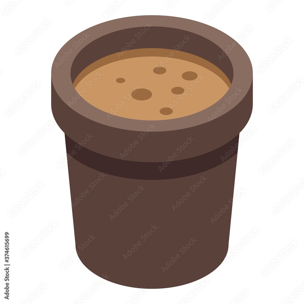 Fertilizer plant pot icon. Isometric of fertilizer plant pot vector icon for web design isolated on white background Fertilizer plant pot icon. Isometric of fertilizer plant pot vector icon for web design isolated on white background