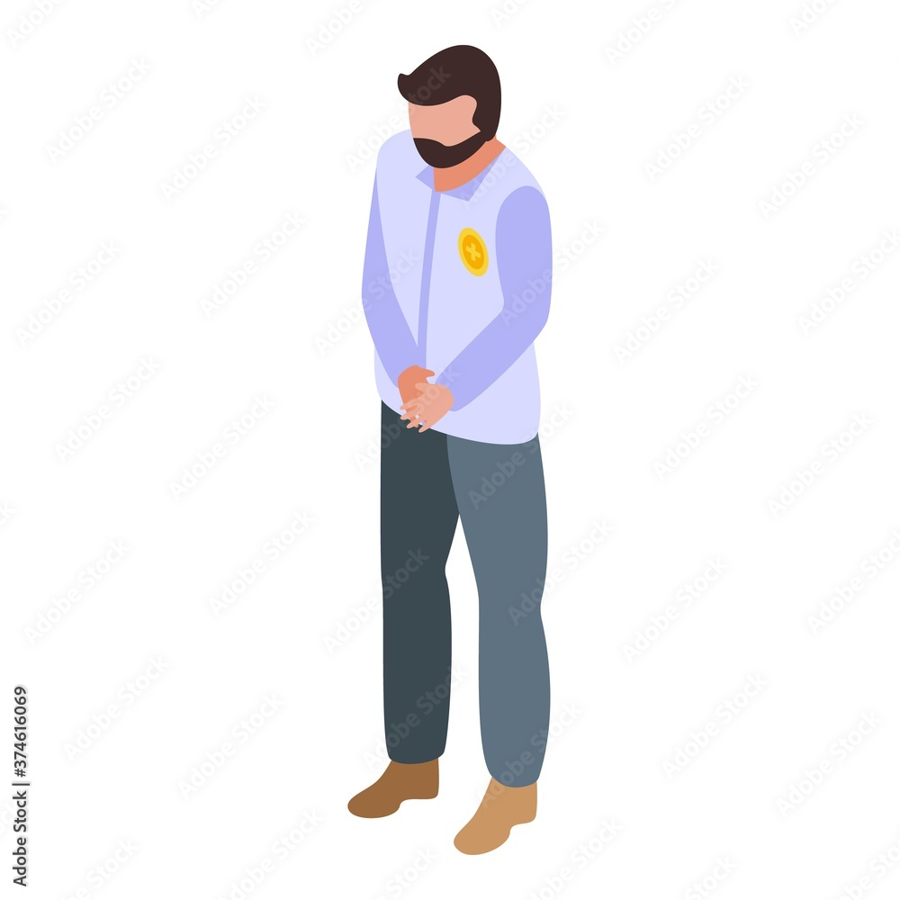Security service man icon. Isometric of security service man vector icon for web design isolated on white background Security service man icon. Isometric of security service man vector icon for web design isolated on white background