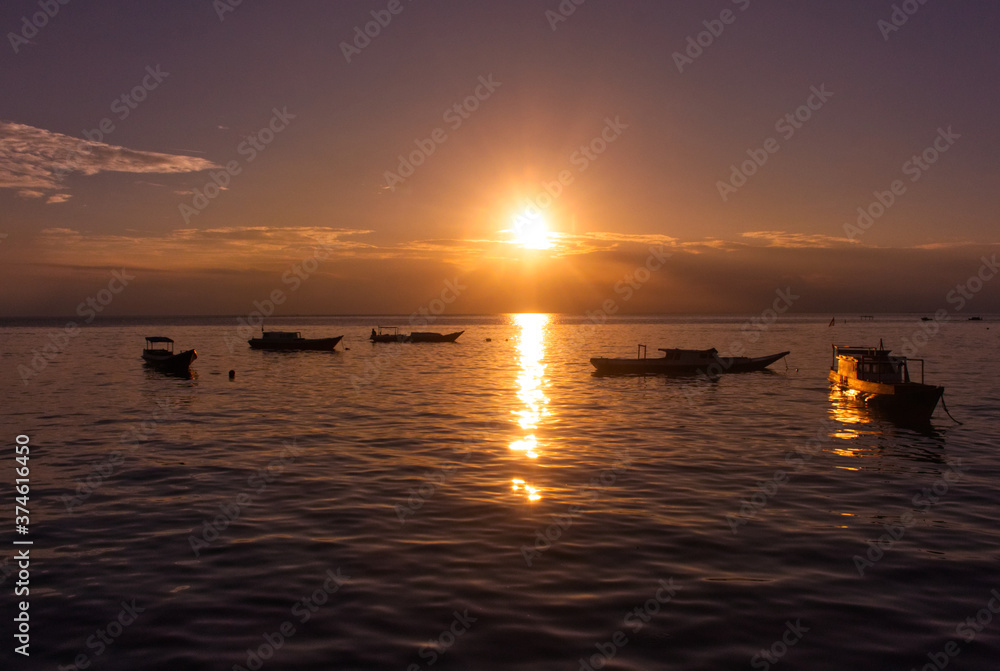 Beautiful sunset as seen from Derawan Island, Indonesia