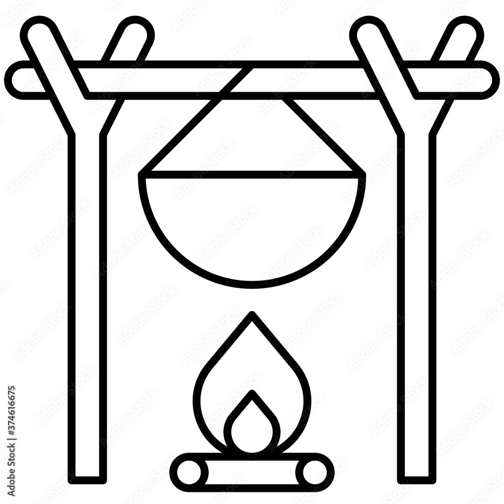 Outdoor cooking icon, Summer vacation related vector