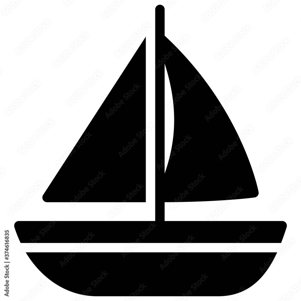 Fototapeta premium Sailing boat icon, Summer vacation related vector