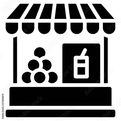 Fruit juice stall icon, Summer vacation related vector