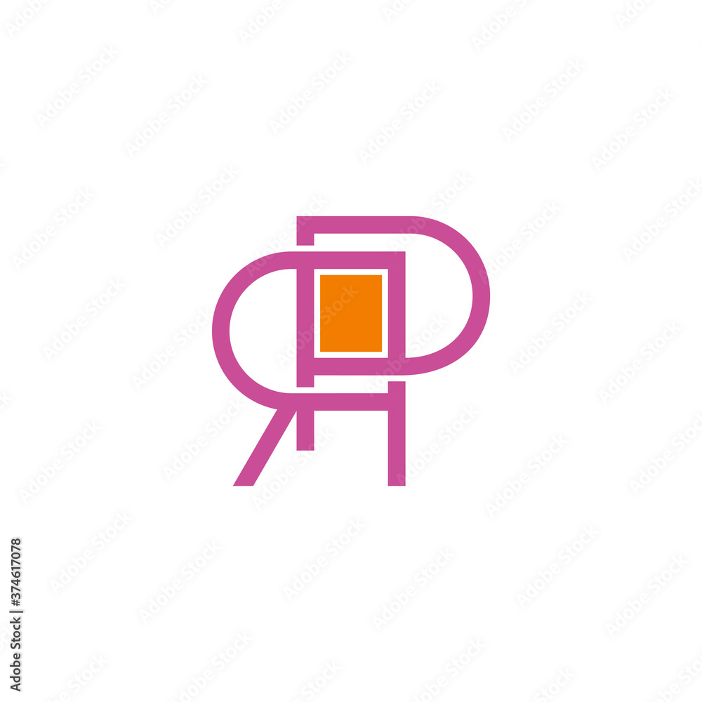 letter PR linked square frame geometric logo vector letter PR linked square frame geometric logo vector
