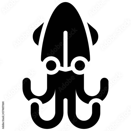 Squid icon, Summer vacation related vector photo