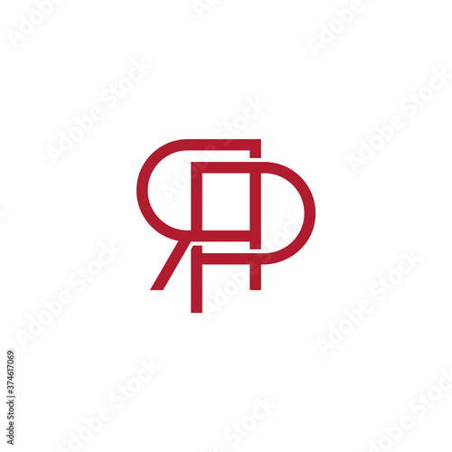 letter RP linked overlapping line geometric logo vector