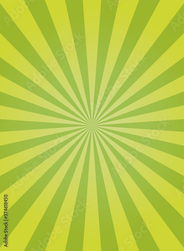 Sunlight retro vertical background. Green color burst background. Fantasy Vector illustration.