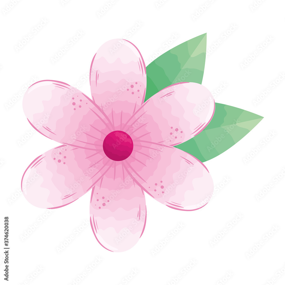 pink flower with leaves design, natural floral nature plant ornament garden decoration and botany theme Vector illustration pink flower with leaves design, natural floral nature plant ornament garden decoration and botany theme Vector illustration