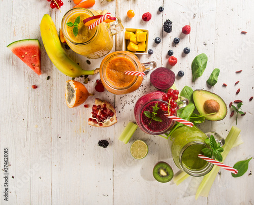 Healthy fresh smoothies wit...