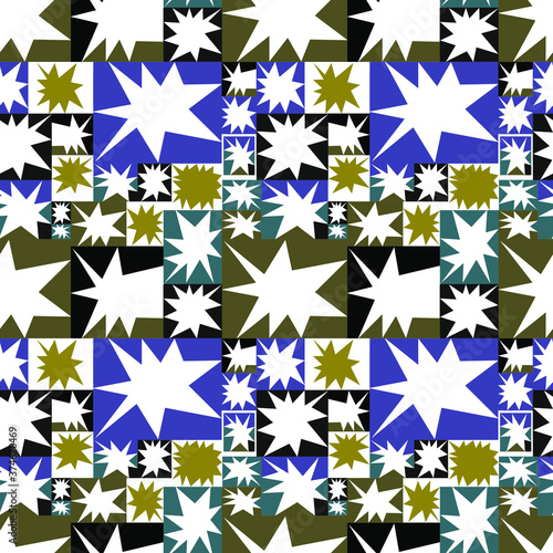cheerful cartoon pattern with stars. seamless vector pattern with bright pattern, created for fabrics, kids wallpaper, design