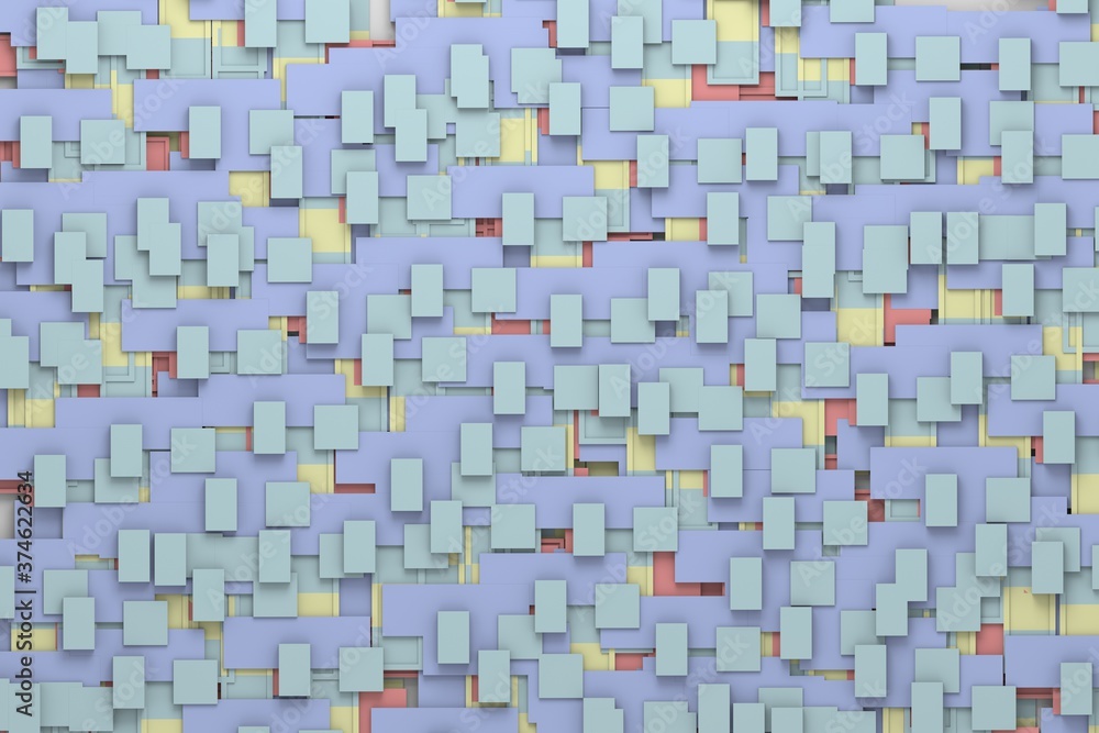 Fototapeta premium 3D modern wall block patterns creative background.3d illustration and rendering.