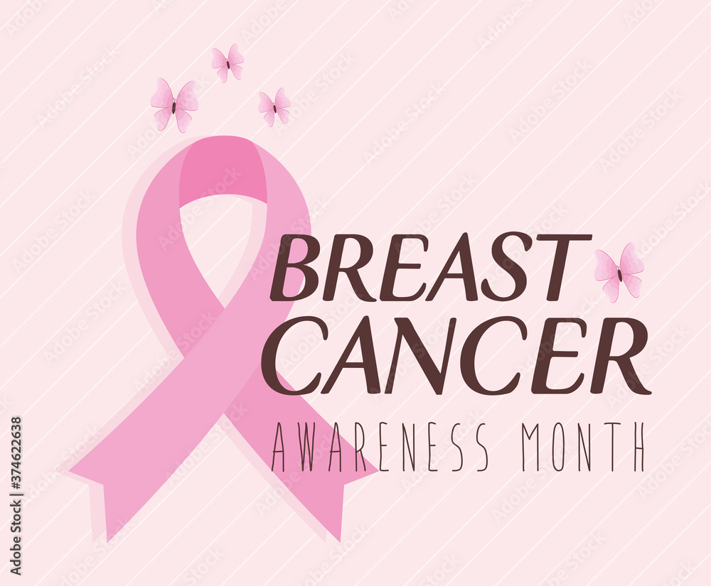 pink ribbon with butterflies of breast cancer awareness design, campaign and prevention theme Vector illustration pink ribbon with butterflies of breast cancer awareness design, campaign and prevention theme Vector illustration