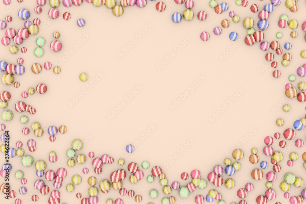 Pile of candy glass balls colorful background.