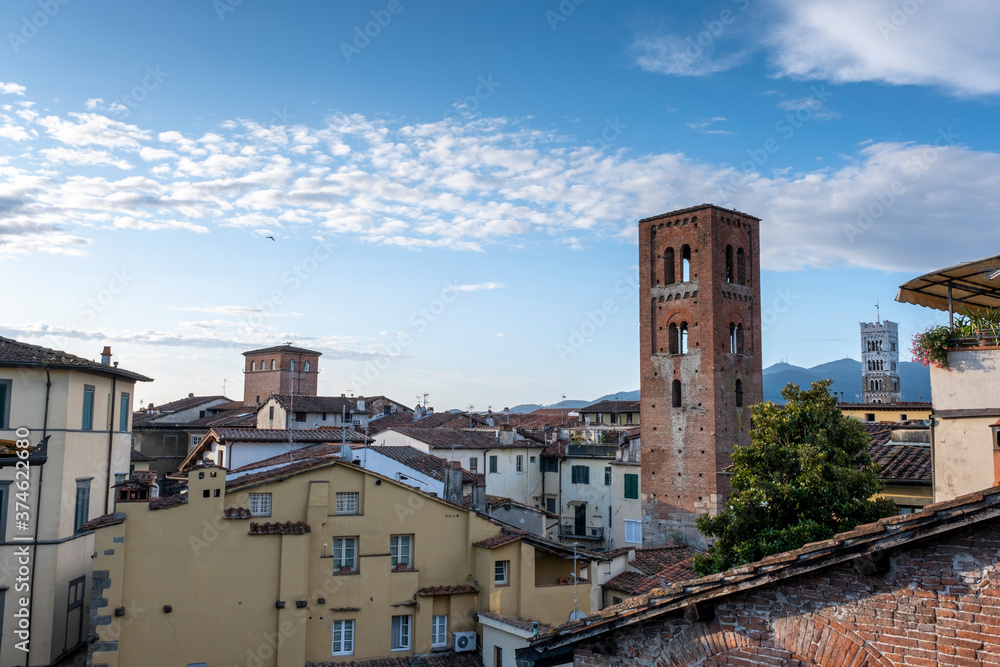 Panoramic sight in Lucca, with the Duomo of San Martino. Tuscany, Italy