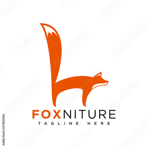 furniture logo, fox and chair logo design 