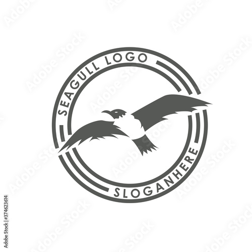 vintage seagull bird logo design vector