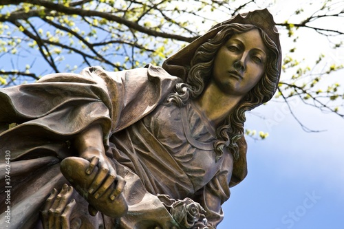 Photography Close view of the face of Alzbeta Durinska statue, Bratislava Castle, Slovakia