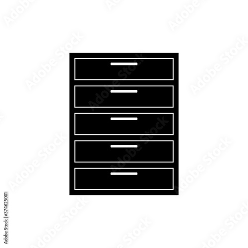 Black line icon for Chest, drawers and furniture.Flat design