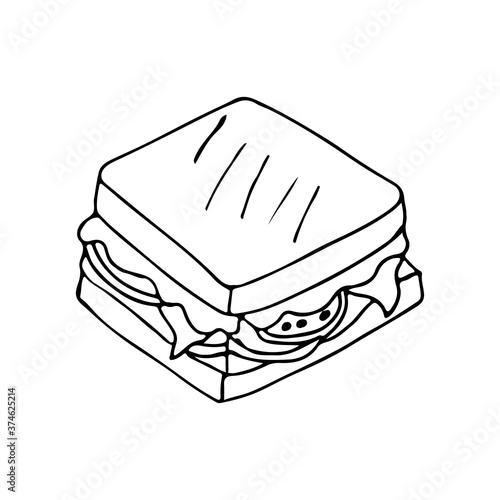 Sandwich doodle icon in vector. Hand drawn sandwich icon in vector
