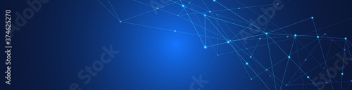 Foto Website header or banner design with abstract geometric background and connecting dots and lines