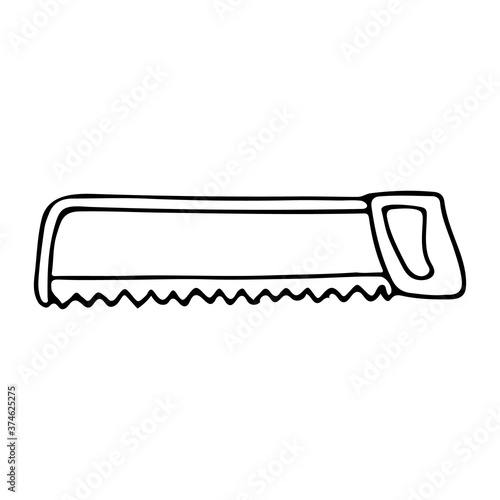 Doodle saw icon in vector. Hand drawn saw icon in vector