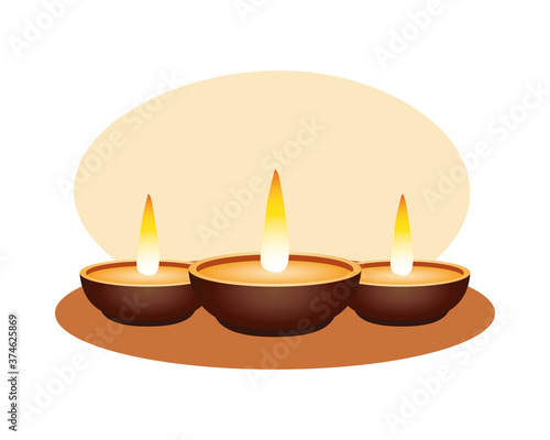 Isolated diwali candles vector design
