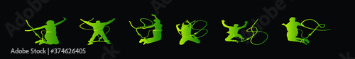 set of bungee jumping cartoon icon design template with various models. vector illustration