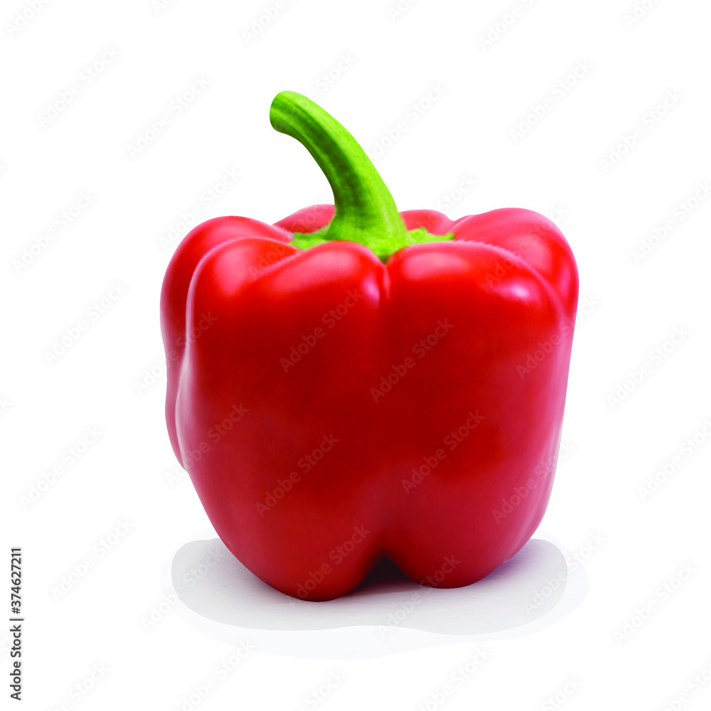 Red bell pepper isolated on white background, bell pepper, vegetables, healthy food, spices. 3D effect, vector illustration. EPS10 Red bell pepper isolated on white background, bell pepper, vegetables, healthy food, spices. 3D effect, vector illustration. EPS10
