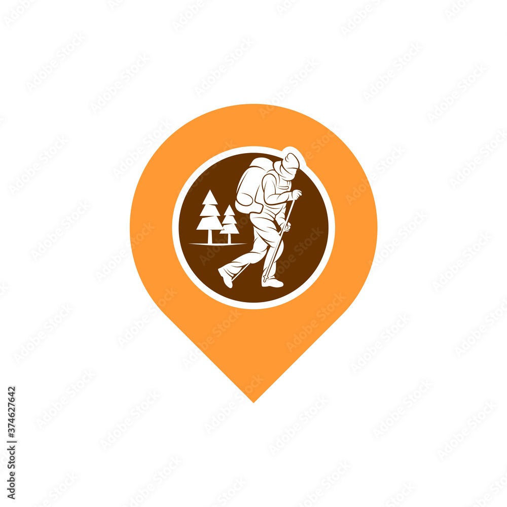 Climber with Point logo design vector template. Outdoor activity logo symbol Climber with Point logo design vector template. Outdoor activity logo symbol
