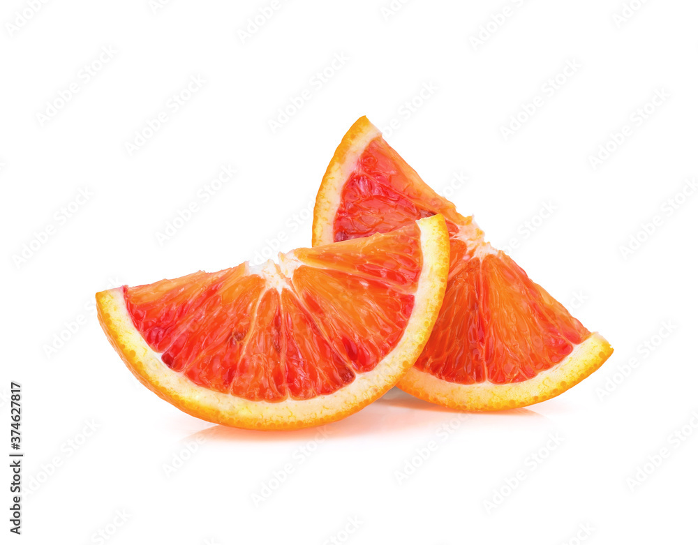 Slice of blood orange isolated on white background Slice of blood orange isolated on white background
