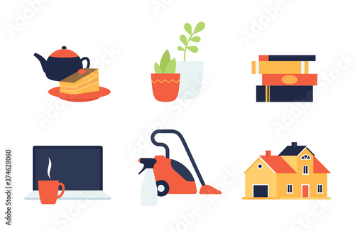 home things icons vector flat design