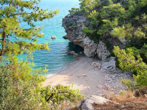 Wild bay on the Mediterranean Sea in Turkey