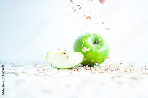 Green apple with oats
