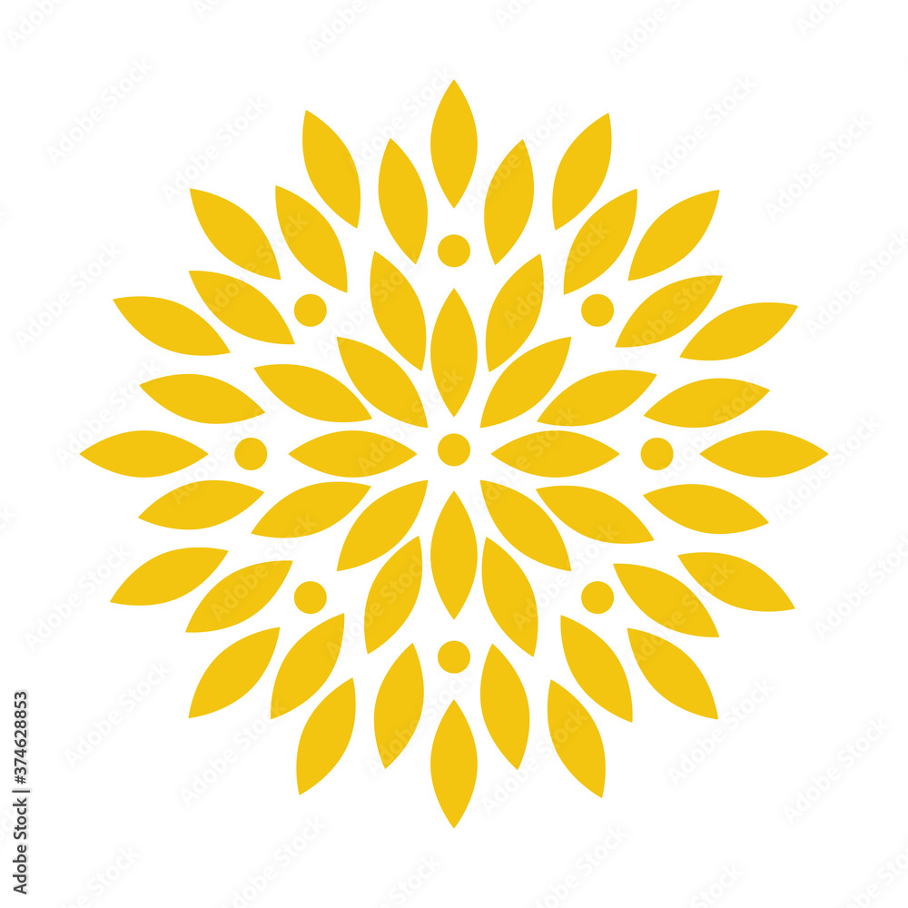 Naklejka premium yellow abstract flower design, natural floral nature plant ornament garden decoration and botany theme Vector illustration