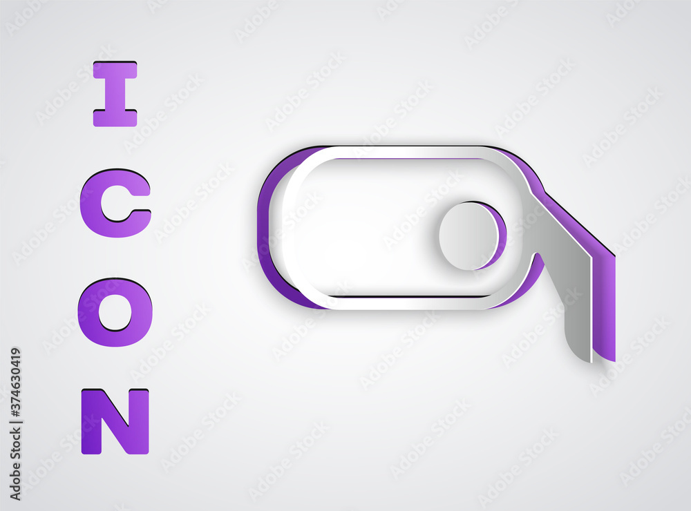 Paper cut Car rearview mirror icon isolated on grey background. Paper art style. Vector Illustration. Paper cut Car rearview mirror icon isolated on grey background. Paper art style. Vector Illustration.