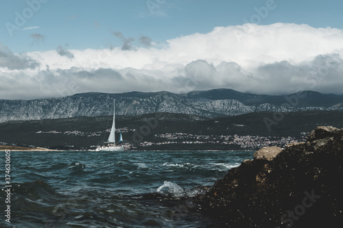 Sailing boats near the coast of Croatia photo