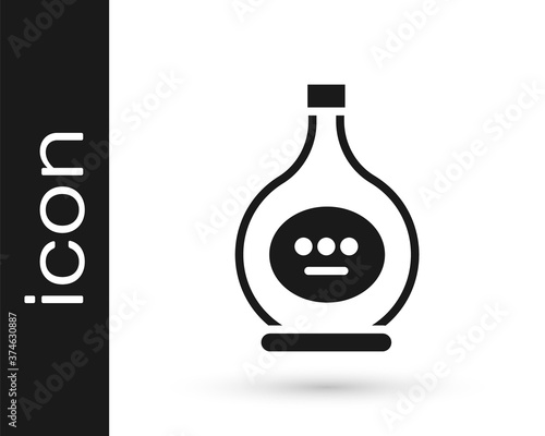 Grey Bottle of cognac or brandy icon isolated on white background. Vector Illustration.