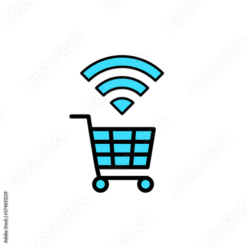 Shopping cart and signal, shopping signal, shopping icon. vector illustration