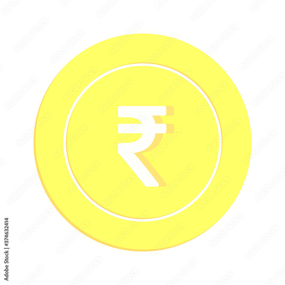 Indian rupee coin isolated on white background. IN Indian rupee coin isolated on white background. IN
