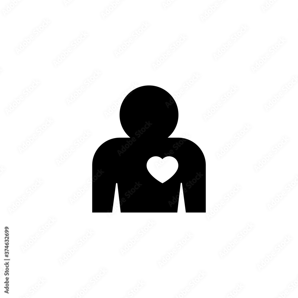 Human heart icon vector isolated on white Human heart icon vector isolated on white