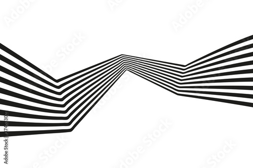Black and white mobious wave. Stripe optical abstract design.