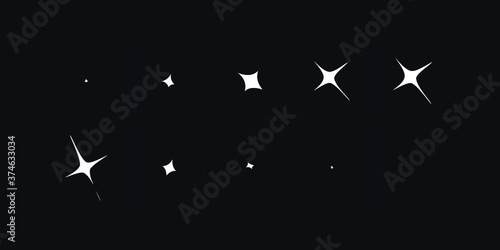 Shine VFX animation frame. Shine effect for video games, cartoon, advertising video and motion design.  Hand drawn vector illustration.